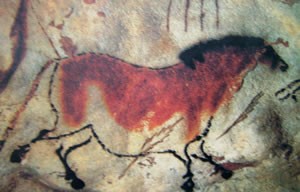 Cavallo, 15000-10000 a.C. nella caverna di Lascaux in Francia